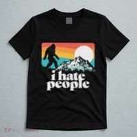 I Hate People! Funny Bigfoot Mountains 80S Joke Graphic T-Shirt thumb 5
