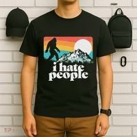 I Hate People! Funny Bigfoot Mountains 80S Joke Graphic T-Shirt thumb 6