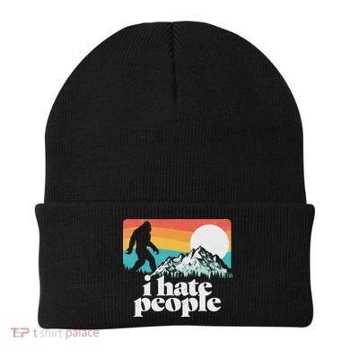 I Hate People! Funny Bigfoot Mountains 80S Joke Graphic Beanie