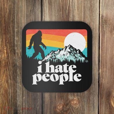 I Hate People! Funny Bigfoot Mountains 80S Joke Graphic Coaster