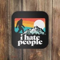 I Hate People! Funny Bigfoot Mountains 80S Joke Graphic Coaster thumb 0