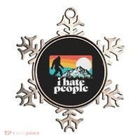 I Hate People! Funny Bigfoot Mountains 80S Joke Graphic Ornament thumb 0