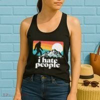 I Hate People! Funny Bigfoot Mountains 80S Joke Graphic Women's Tank Top thumb 2