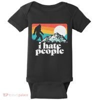 I Hate People! Funny Bigfoot Mountains 80S Joke Graphic Baby Bodysuit thumb 0