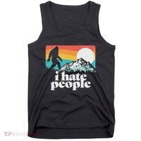I Hate People! Funny Bigfoot Mountains 80S Joke Graphic Tank Top thumb 0