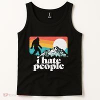 I Hate People! Funny Bigfoot Mountains 80S Joke Graphic Tank Top thumb 2