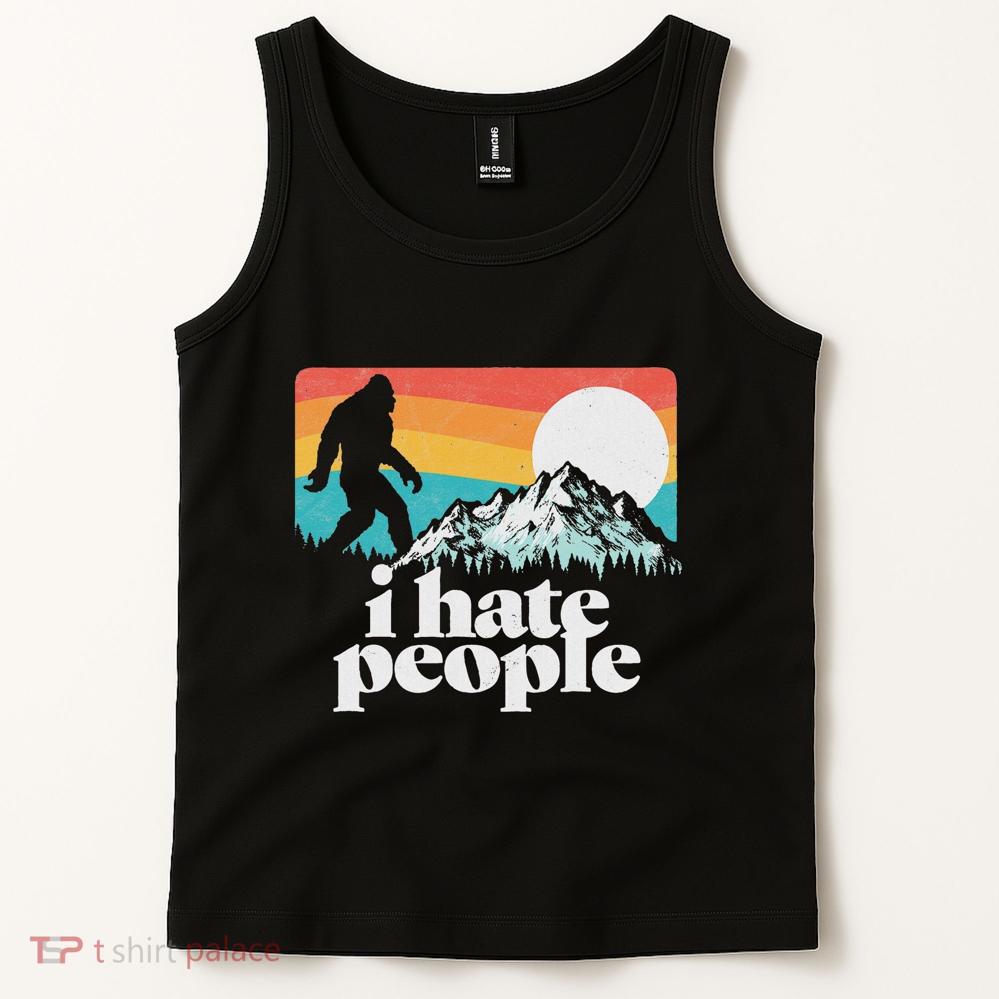 I Hate People! Funny Bigfoot Mountains 80S Joke Graphic Tank Top