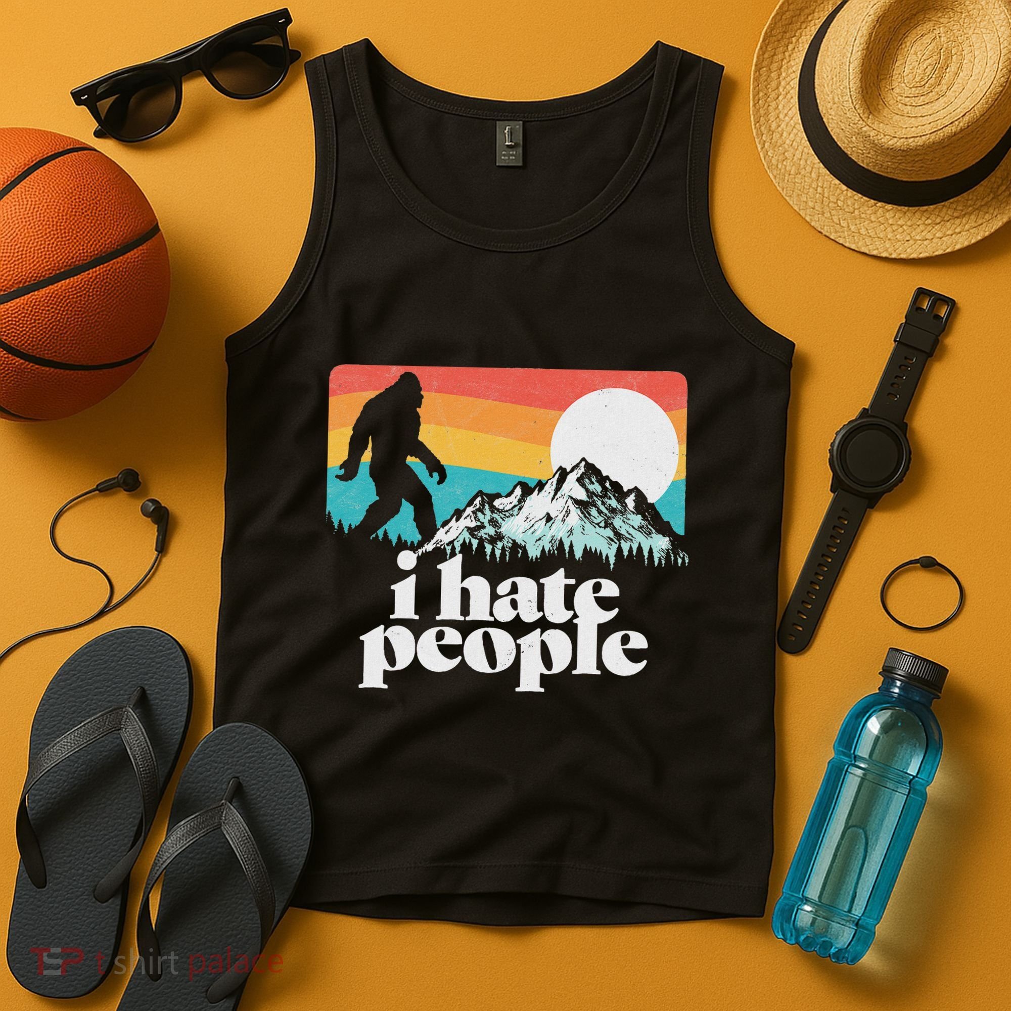 I Hate People! Funny Bigfoot Mountains 80S Joke Graphic Tank Top