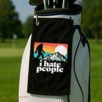 I Hate People! Funny Bigfoot Mountains 80S Joke Graphic Golf Towel thumb 2