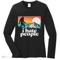 I Hate People! Funny Bigfoot Mountains 80S Joke Graphic Women's Long Sleeve Shirt thumb 0