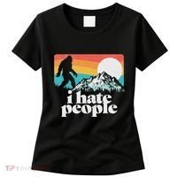 I Hate People! Funny Bigfoot Mountains 80S Joke Graphic Women's T-Shirt thumb 0