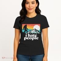 I Hate People! Funny Bigfoot Mountains 80S Joke Graphic Women's T-Shirt thumb 4