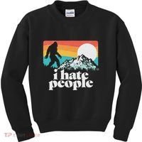 I Hate People! Funny Bigfoot Mountains 80S Joke Graphic Kids Sweatshirt thumb 0
