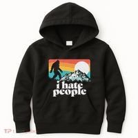 I Hate People! Funny Bigfoot Mountains 80S Joke Graphic Kids Hoodie thumb 0