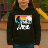 I Hate People! Funny Bigfoot Mountains 80S Joke Graphic Kids Hoodie thumb 3