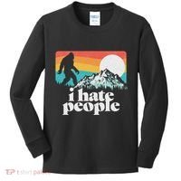 I Hate People! Funny Bigfoot Mountains 80S Joke Graphic Kids Long Sleeve Shirt thumb 0