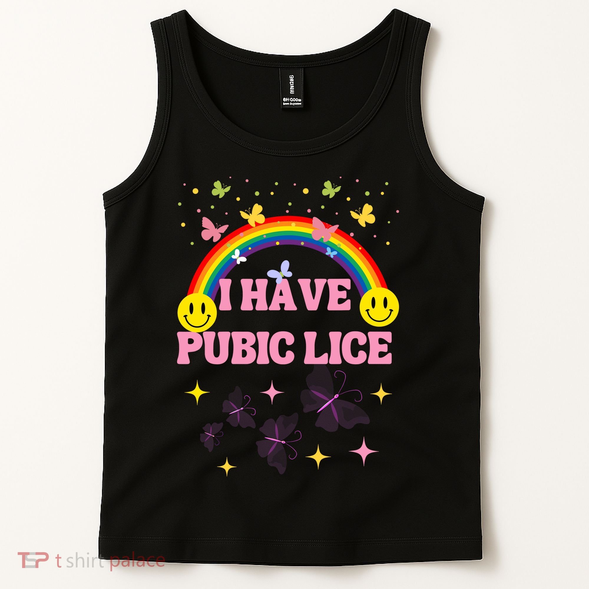 I Have Pubic Lice Funny Retro Offensive Inappropriate Meme Tank Top