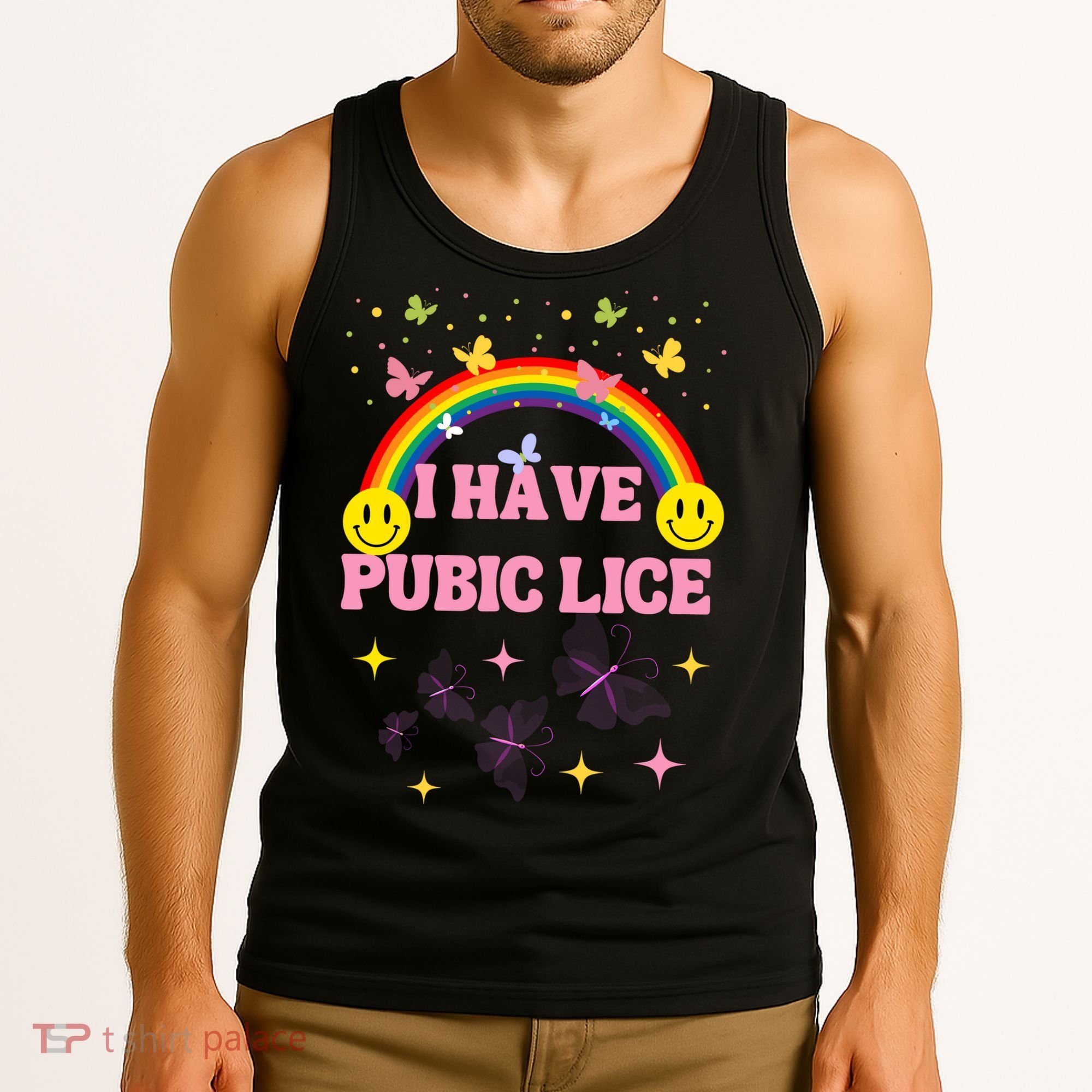 I Have Pubic Lice Funny Retro Offensive Inappropriate Meme Tank Top