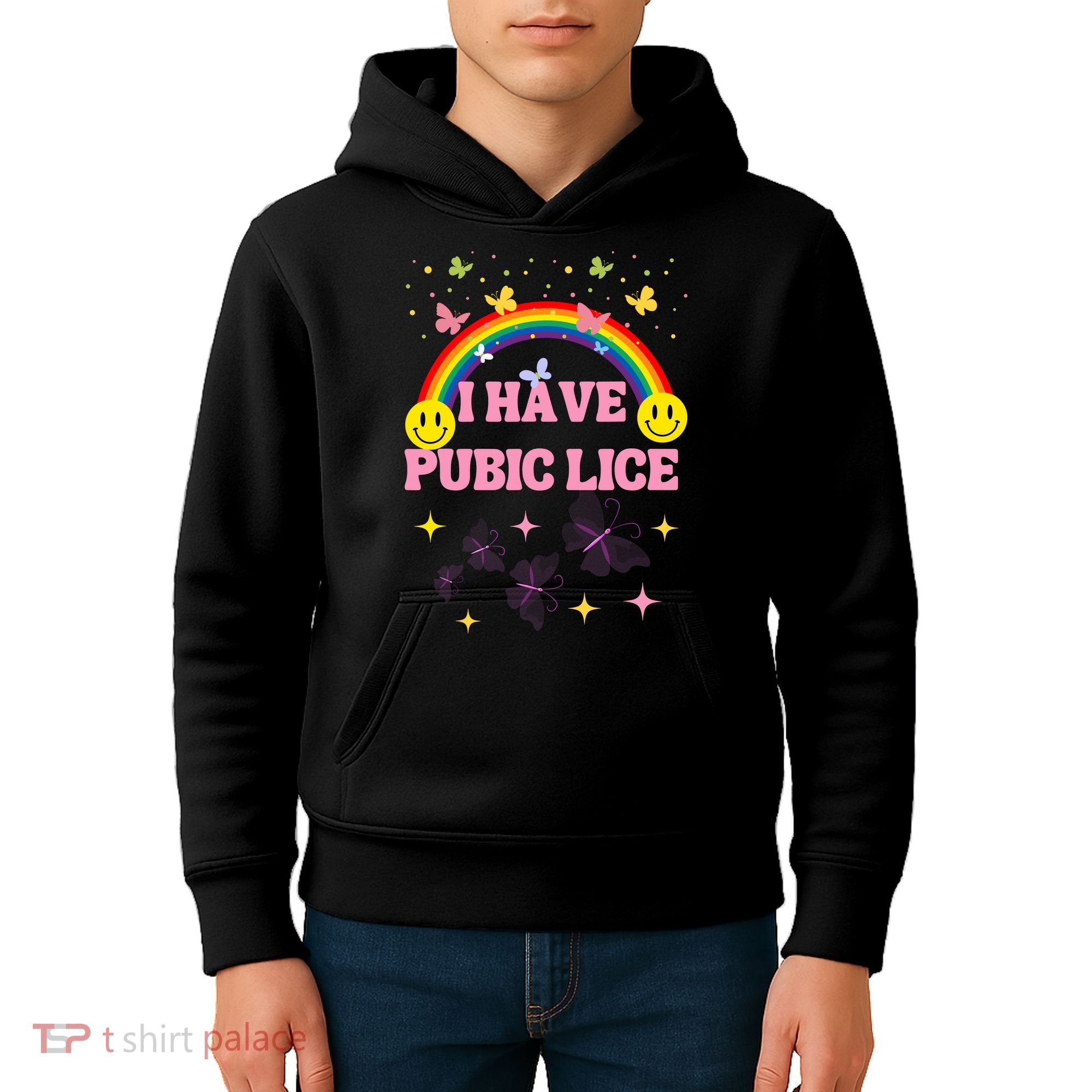 I Have Pubic Lice Funny Retro Offensive Inappropriate Meme Kids Hoodie