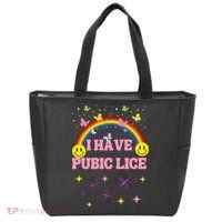 I Have Pubic Lice Funny Retro Offensive Inappropriate Meme Tote Bag thumb 0