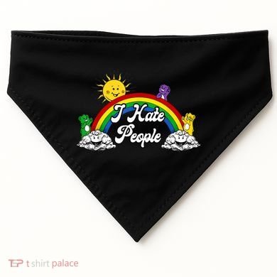 I Hate People Rainbow Printed USA-Made Doggie Bandana