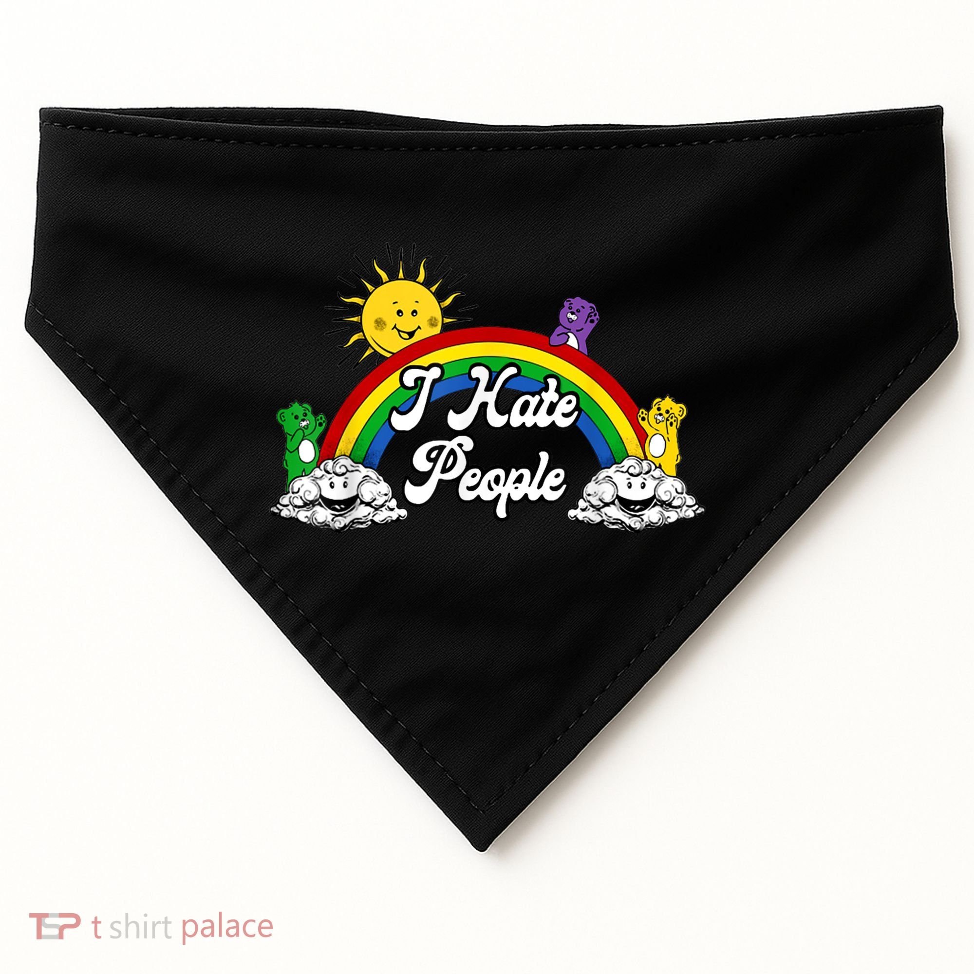 I Hate People Rainbow Printed USA-Made Doggie Bandana