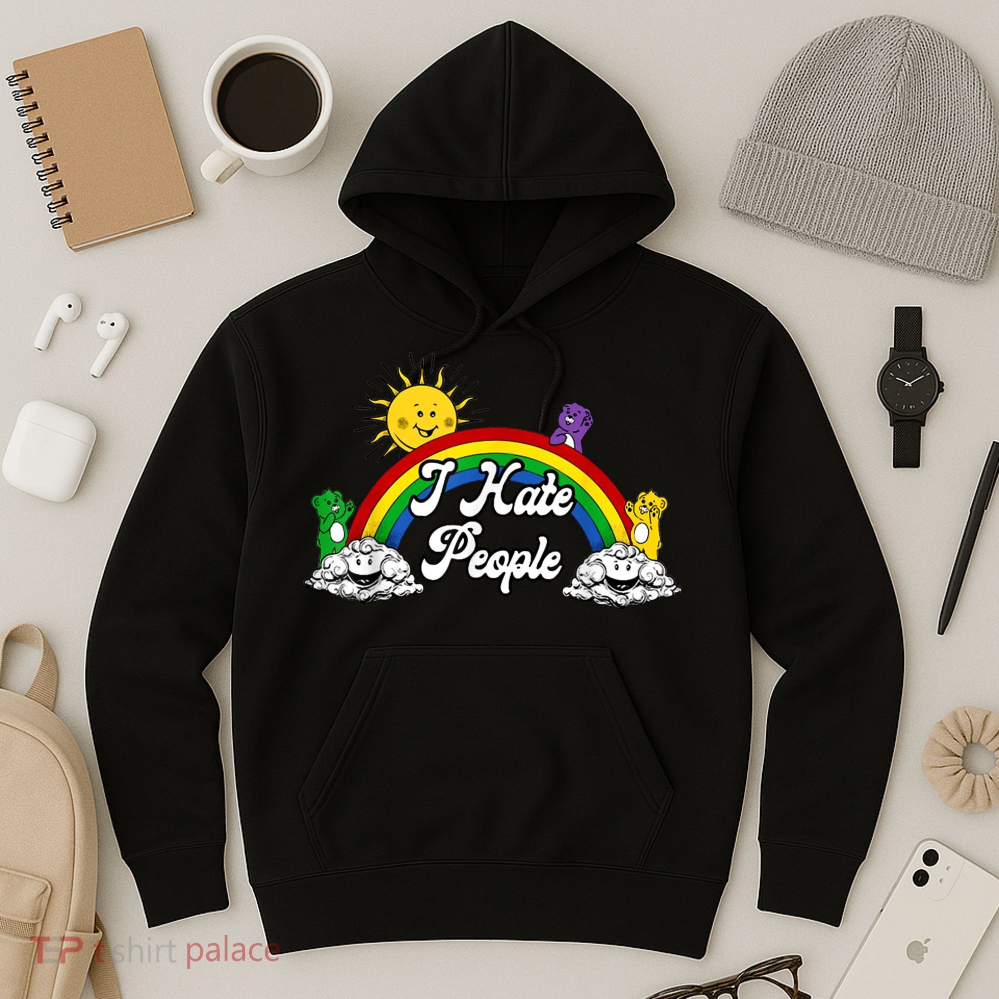 I Hate People Rainbow Printed Hoodie