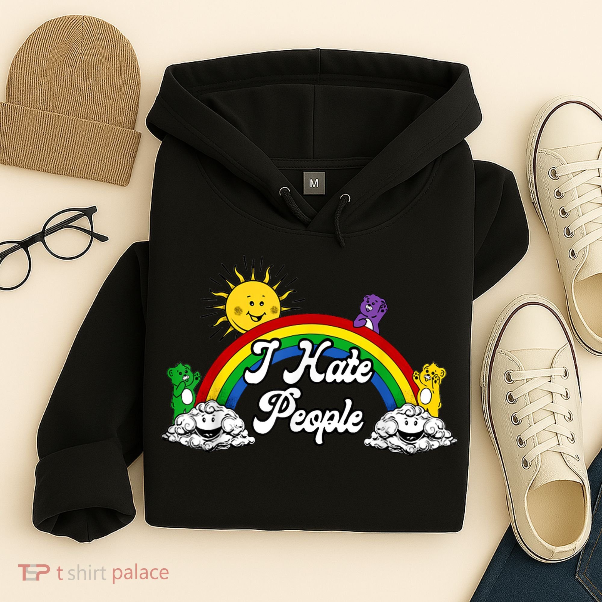 I Hate People Rainbow Printed Hoodie