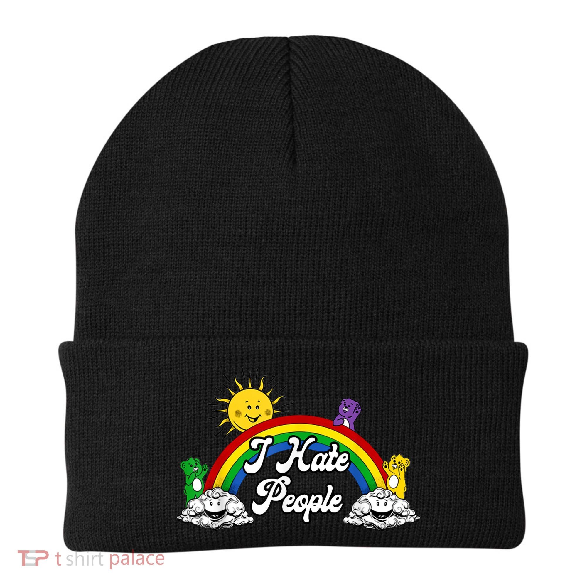 I Hate People Rainbow Printed Beanie
