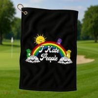 I Hate People Rainbow Printed Golf Towel thumb 1