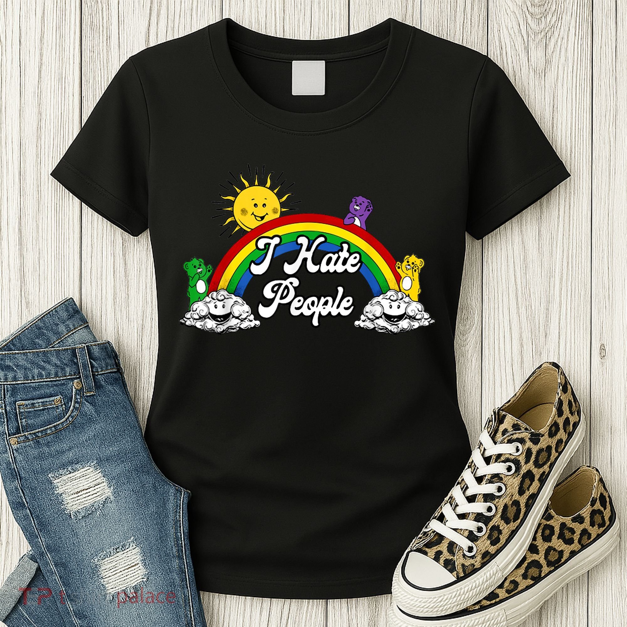 I Hate People Rainbow Printed Women's T-Shirt