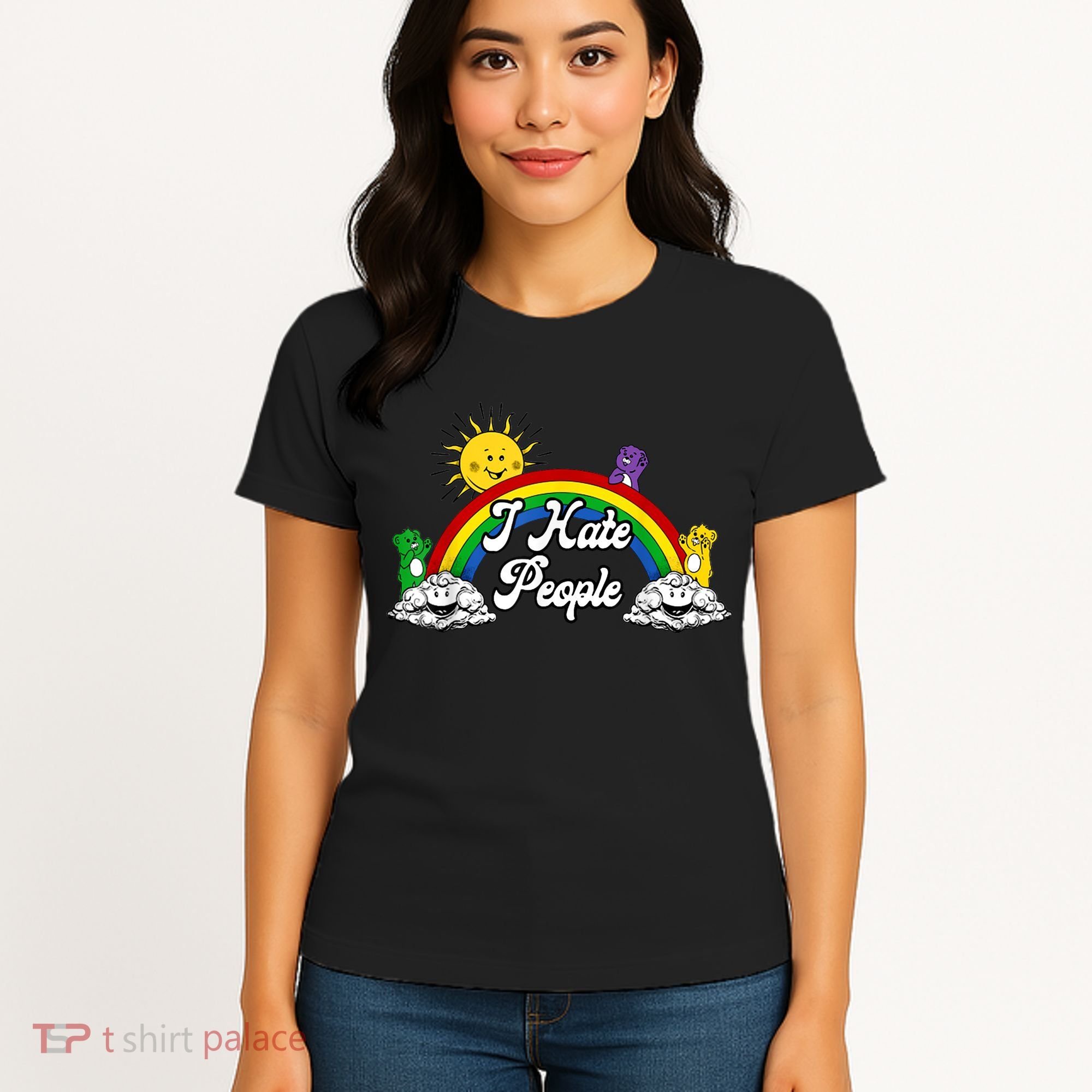 I Hate People Rainbow Printed Women's T-Shirt