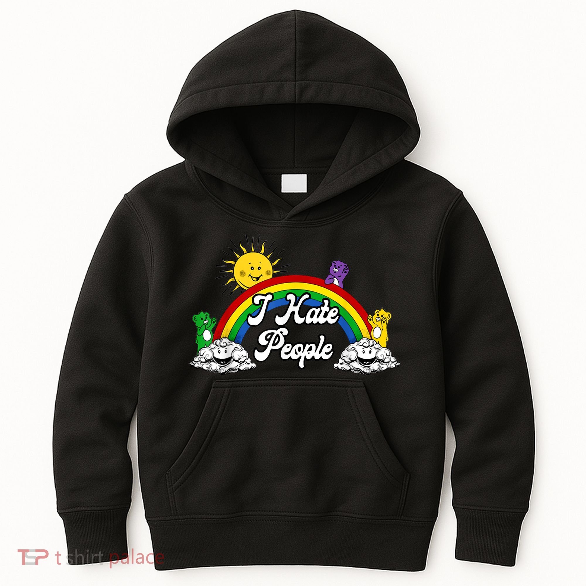 I Hate People Rainbow Printed Kids Hoodie