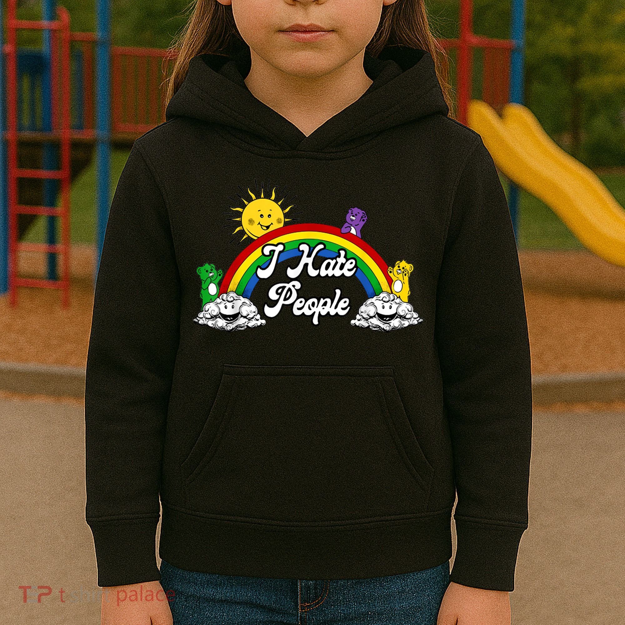 I Hate People Rainbow Printed Kids Hoodie
