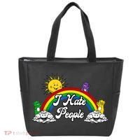 I Hate People Rainbow Printed Tote Bag thumb 0
