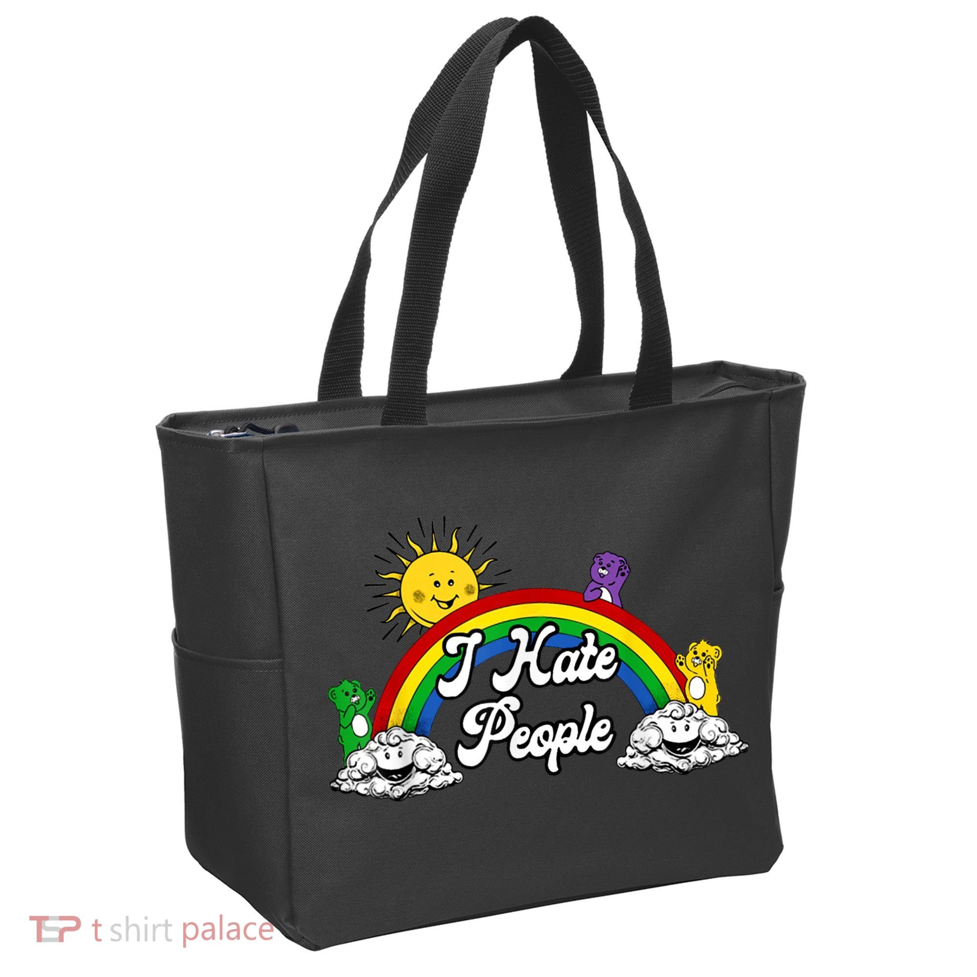 I Hate People Rainbow Printed Tote Bag