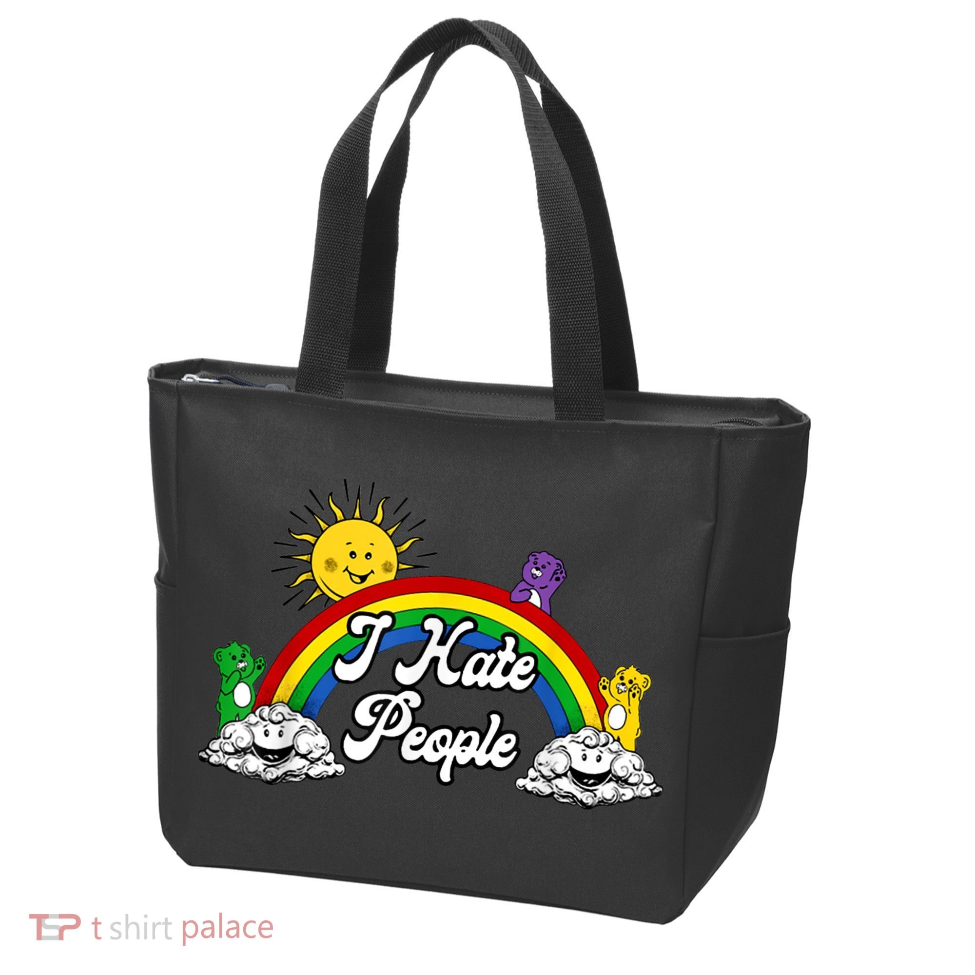 I Hate People Rainbow Printed Tote Bag