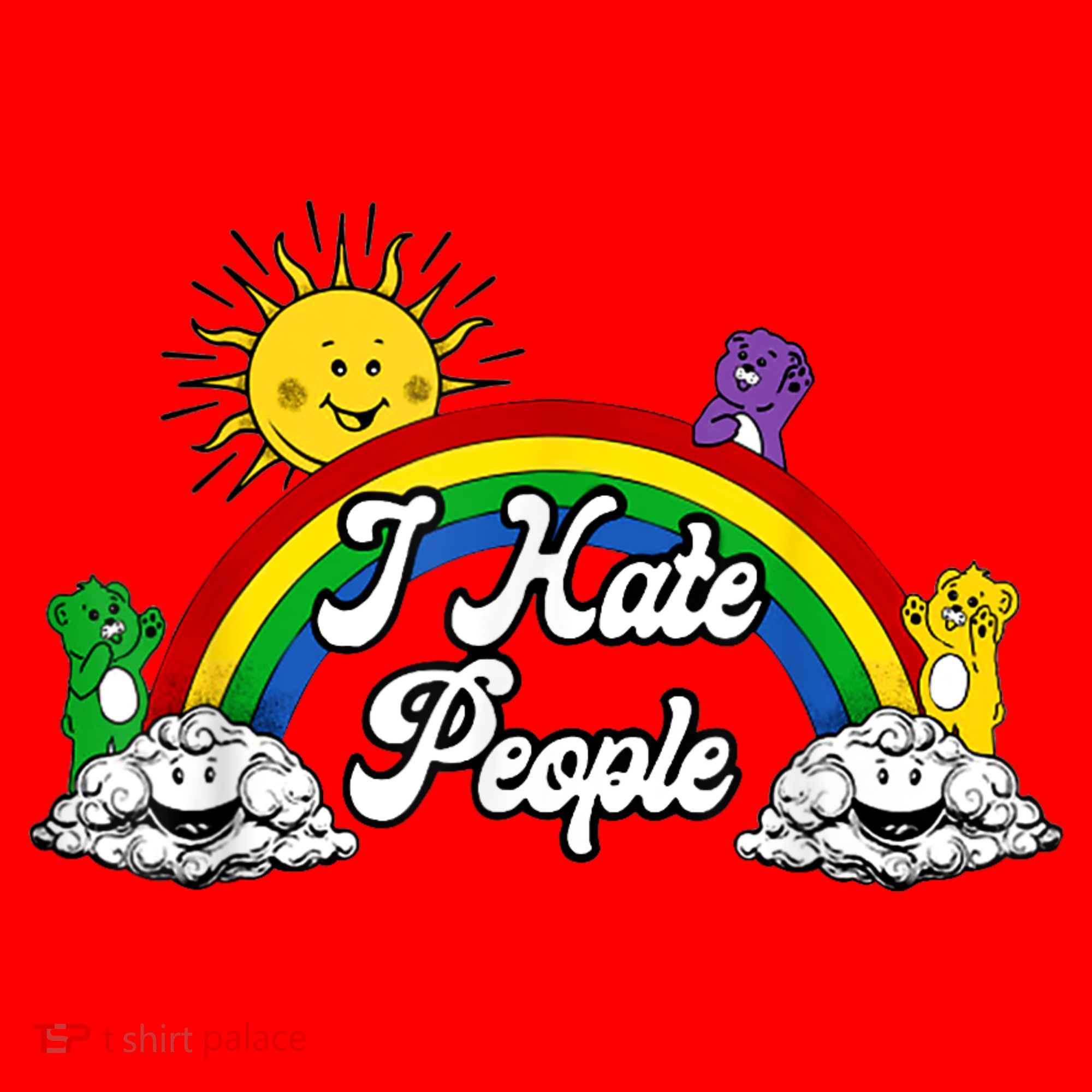 I Hate People Rainbow Printed Santa Hat