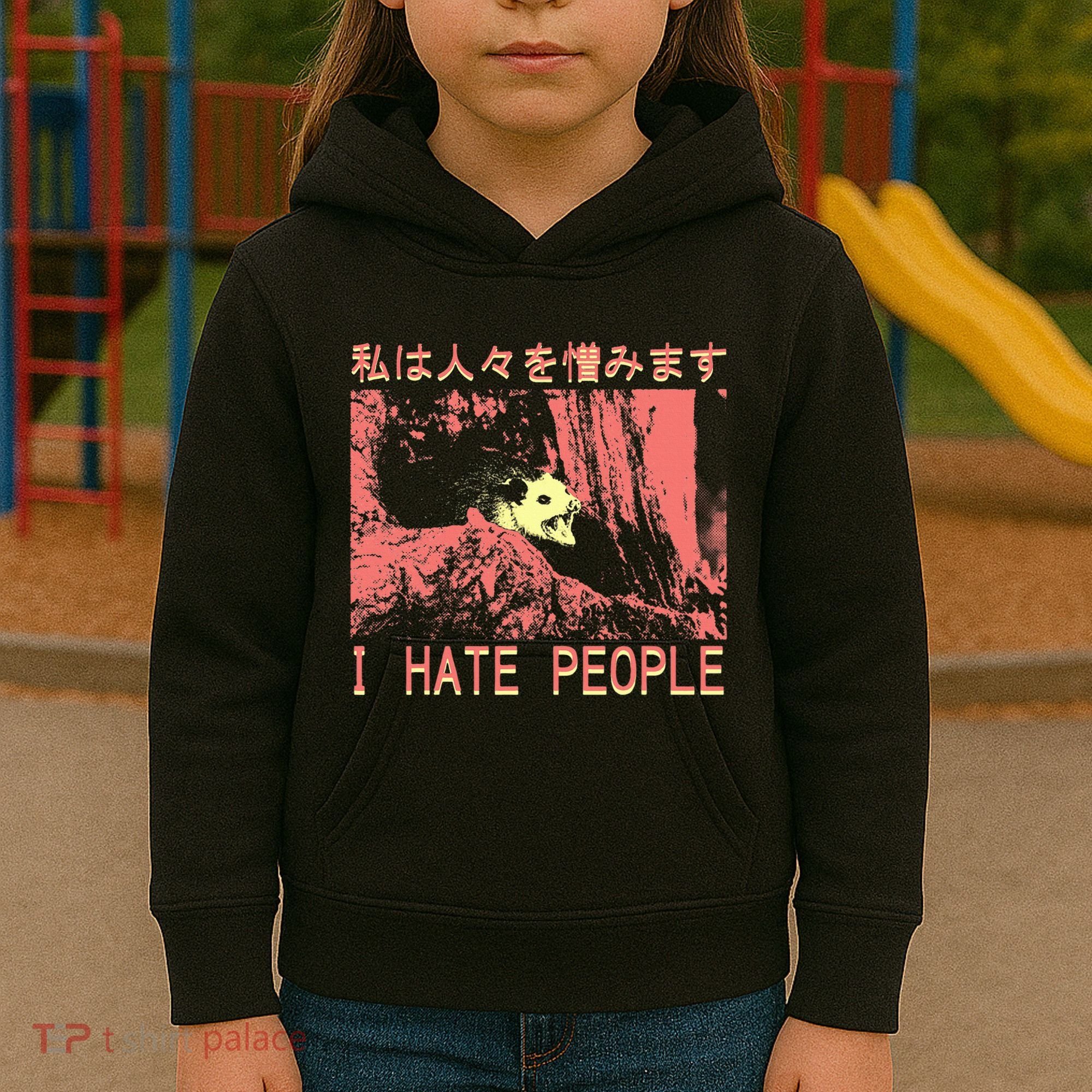 I Hate People Opossum I Hate People Opossum Japanese Kids Hoodie