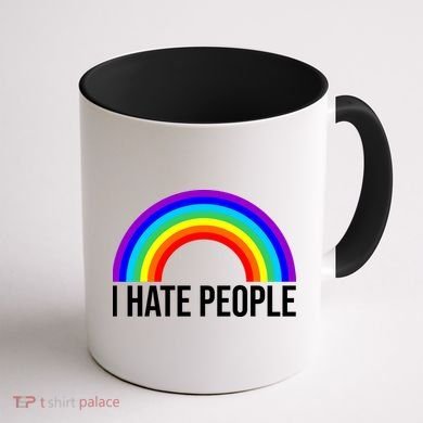 I Hate People Rainbow Funny Humor Anti Social Coffee Mug back