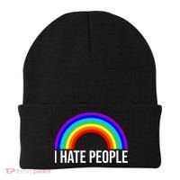 I Hate People Rainbow Funny Humor Anti Social Beanie thumb 0