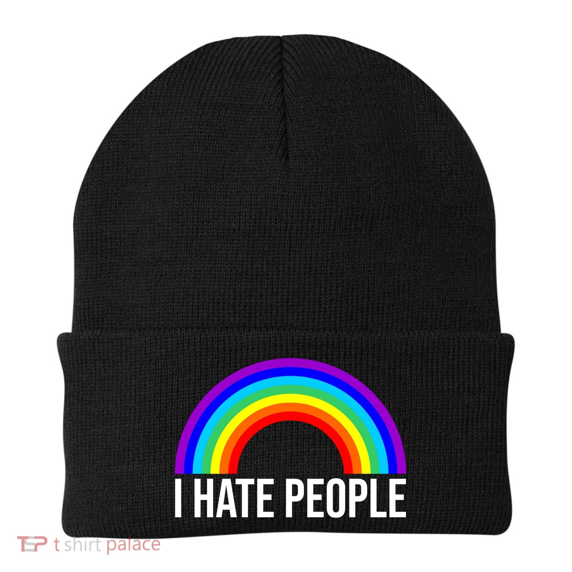 I Hate People Rainbow Funny Humor Anti Social Beanie