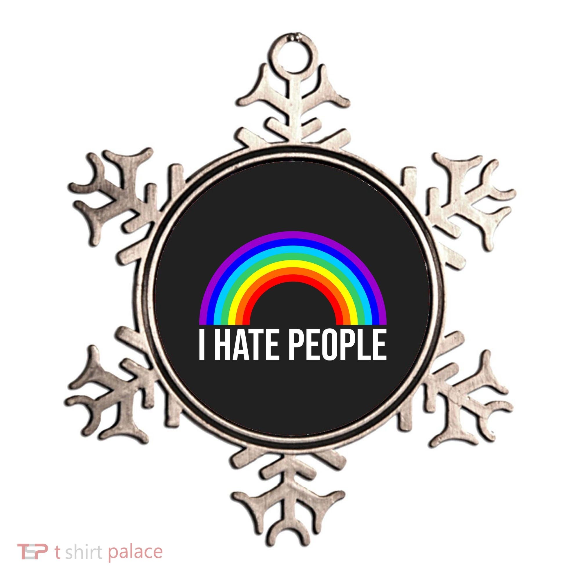 I Hate People Rainbow Funny Humor Anti Social Ornament