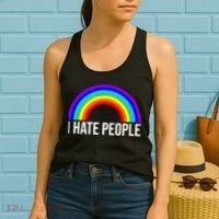 I Hate People Rainbow Funny Humor Anti Social Women's Tank Top thumb 2