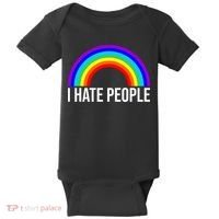 I Hate People Rainbow Funny Humor Anti Social Baby Bodysuit thumb 0