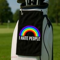 I Hate People Rainbow Funny Humor Anti Social Golf Towel thumb 2