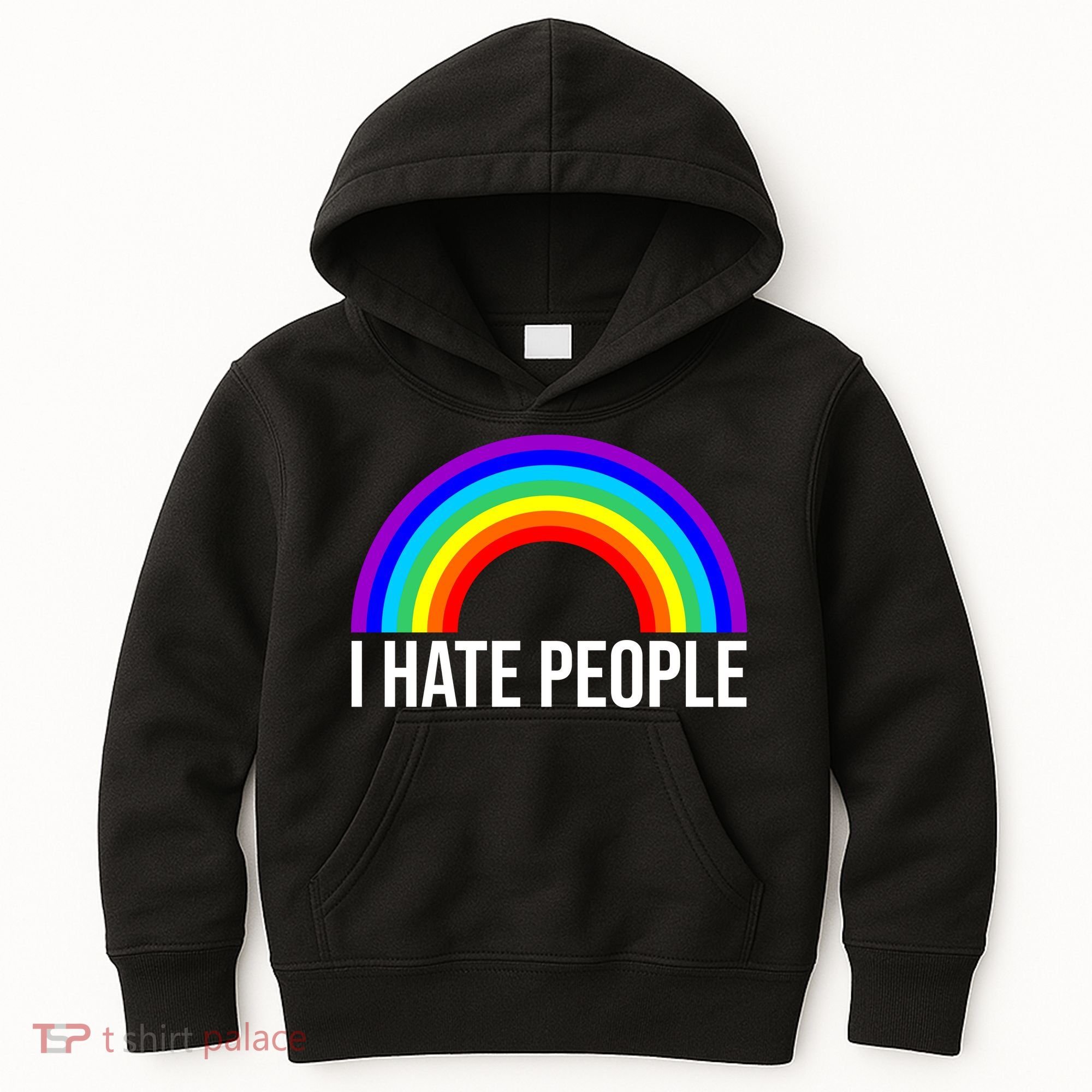 I Hate People Rainbow Funny Humor Anti Social Kids Hoodie