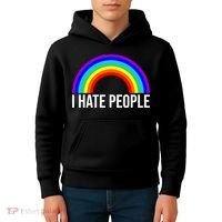 I Hate People Rainbow Funny Humor Anti Social Kids Hoodie thumb 4