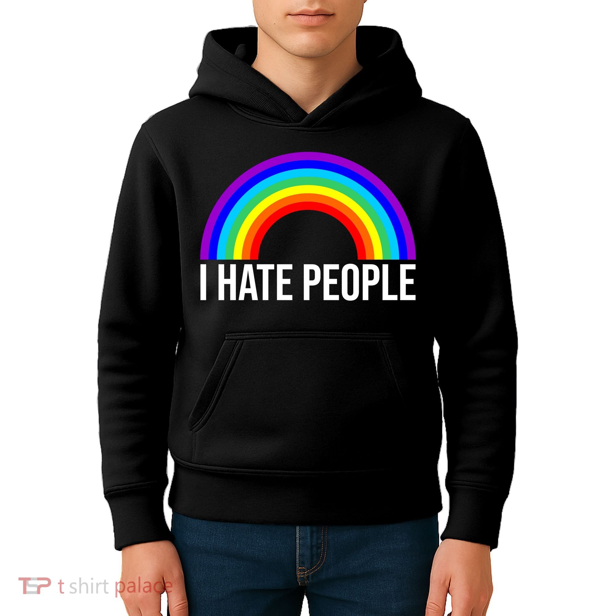 I Hate People Rainbow Funny Humor Anti Social Kids Hoodie