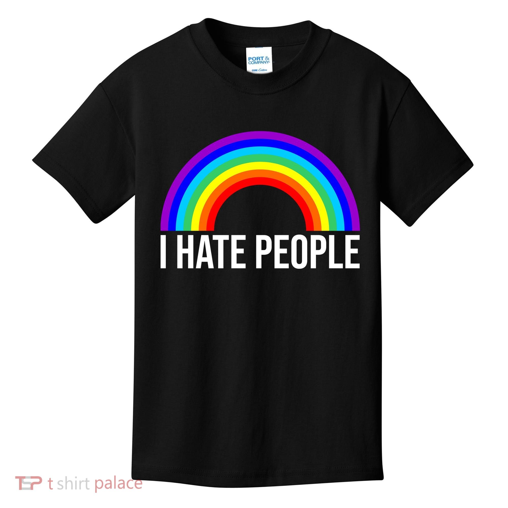 I Hate People Rainbow Funny Humor Anti Social Kids T-Shirt